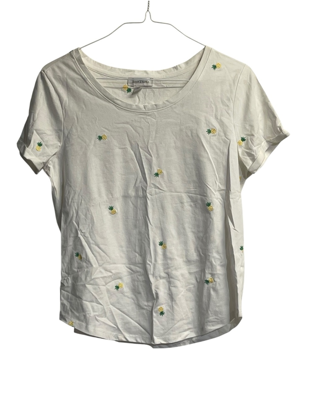 Vintage America Embroidered Lemon White and Yellow Relaxed Short Sleeve Tee - Picture 5 of 6